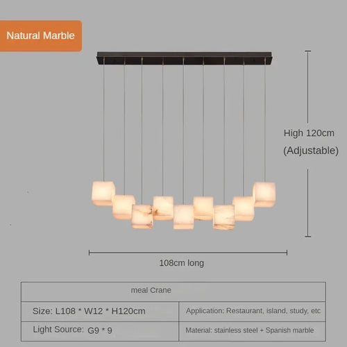 Kronleuchter aus spanischem Marmor im minimalistischen chinesischen Stil für elegantes Interieur - vue 9 sur 15