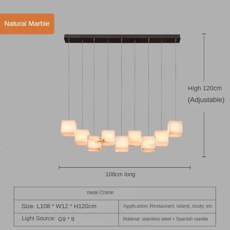 Kronleuchter aus spanischem Marmor im minimalistischen chinesischen Stil für elegantes Interieur - vue 8 sur 15