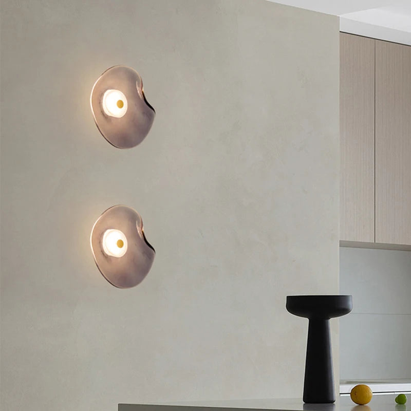 applique murale led verre gris ambre style art déco - vue 2 sur 8
