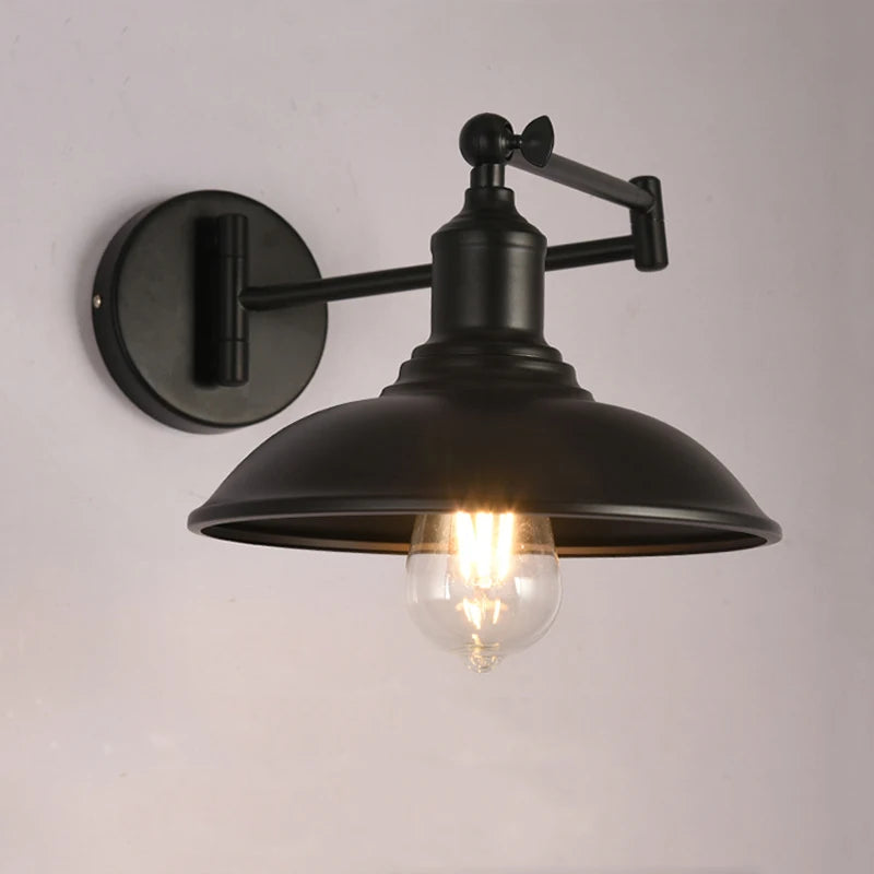 applique murale rétro américaine bras pliant lampe lecture antique - vue 3 sur 12