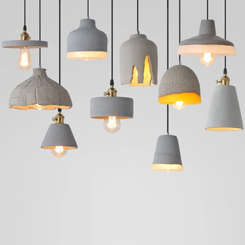 Industrielle Pendelleuchte aus Beton mit Retro-Lampenschirm Loft