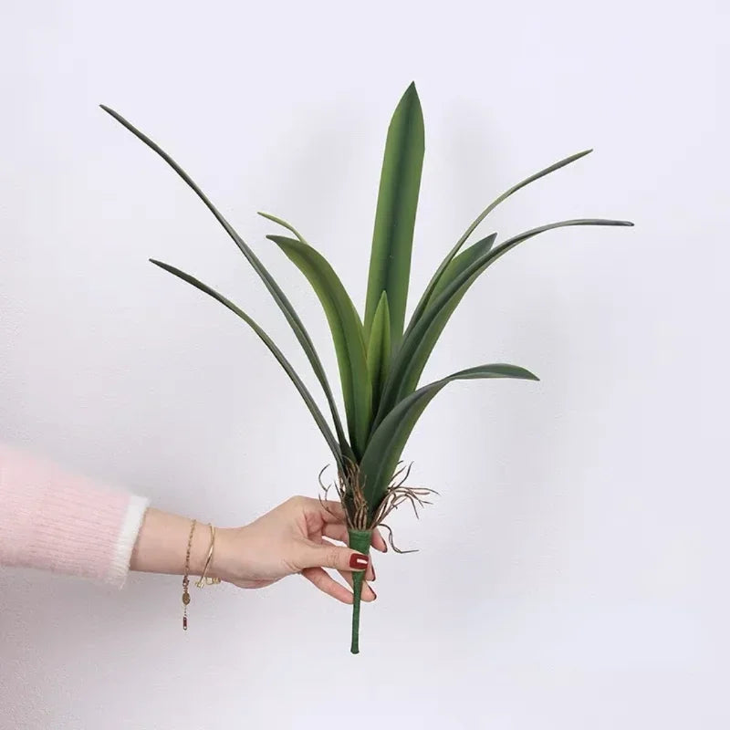 feuilles de clivia artificielles en caoutchouc souple pour décoration intérieure
