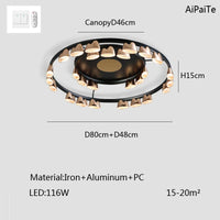 lustre circulaire led contrôle mural ou télécommande postmodern