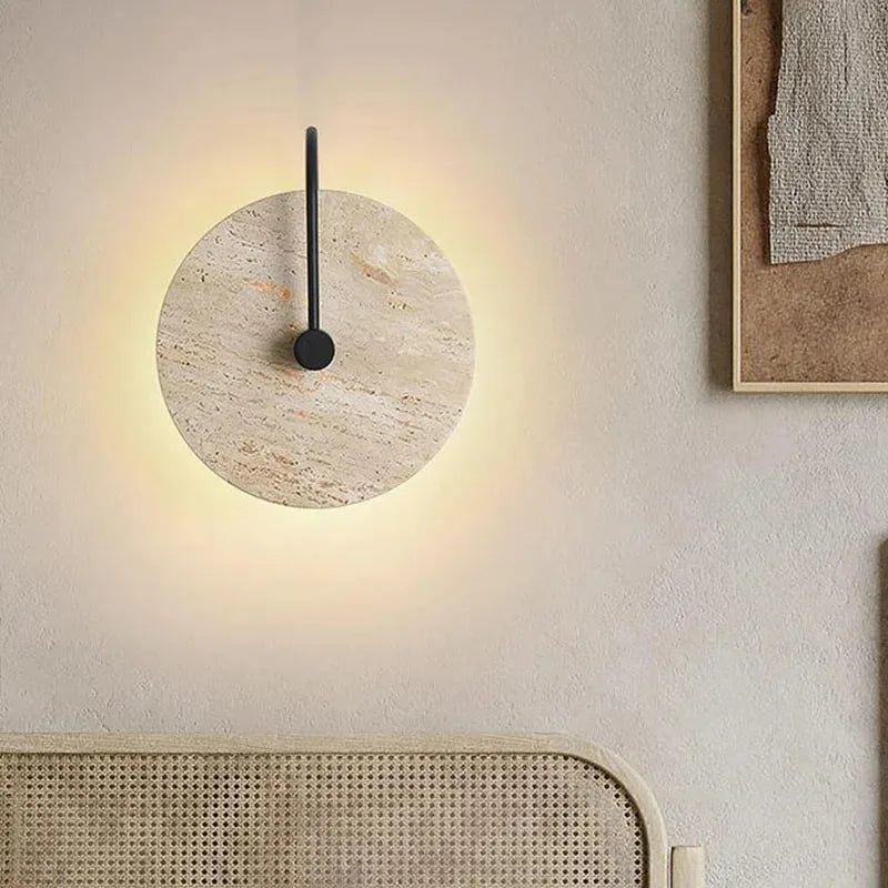 applique murale japonaise en travertin jaune à led pour hôtel et décoration - vue 6 sur 11