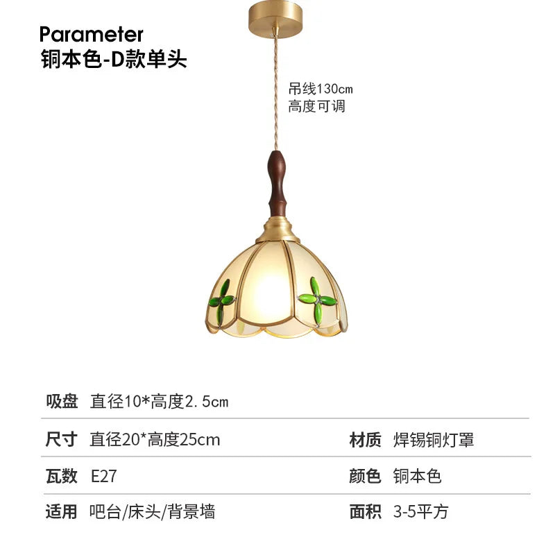 lustre rétro en cuivre et verre pour intérieur élégant - vue 12 sur 14