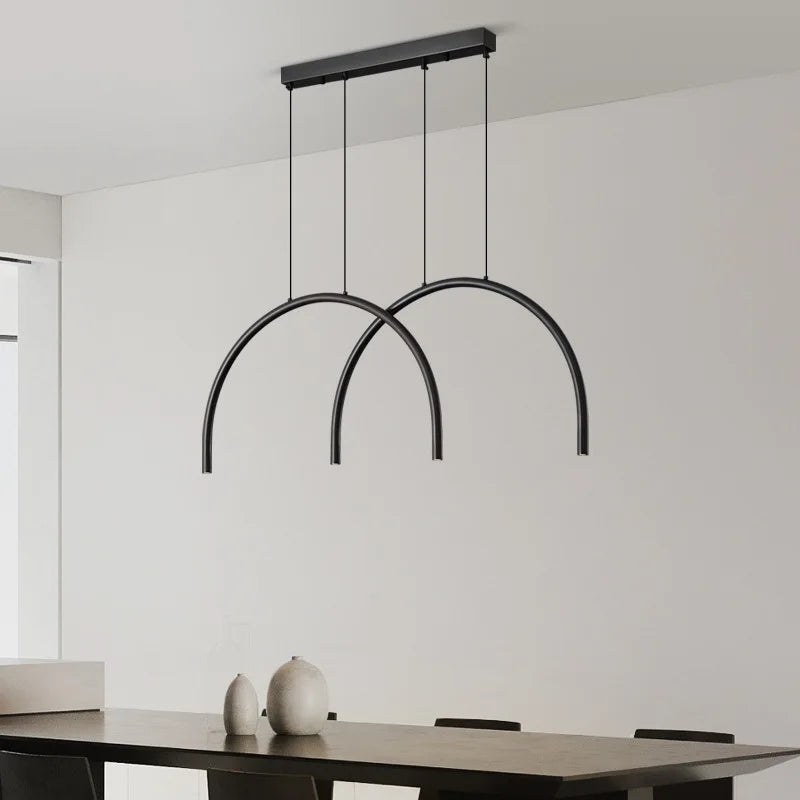 lampe suspendue en laiton noir doré avec led pour bars et restaurants - vue 4 sur 7