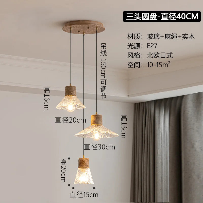 lustre nordique japonais trois têtes design créatif intérieur suspendu