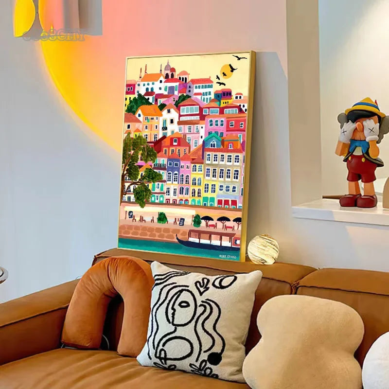 affiches et impressions colorées de paysages abstraits pour décoration intérieure