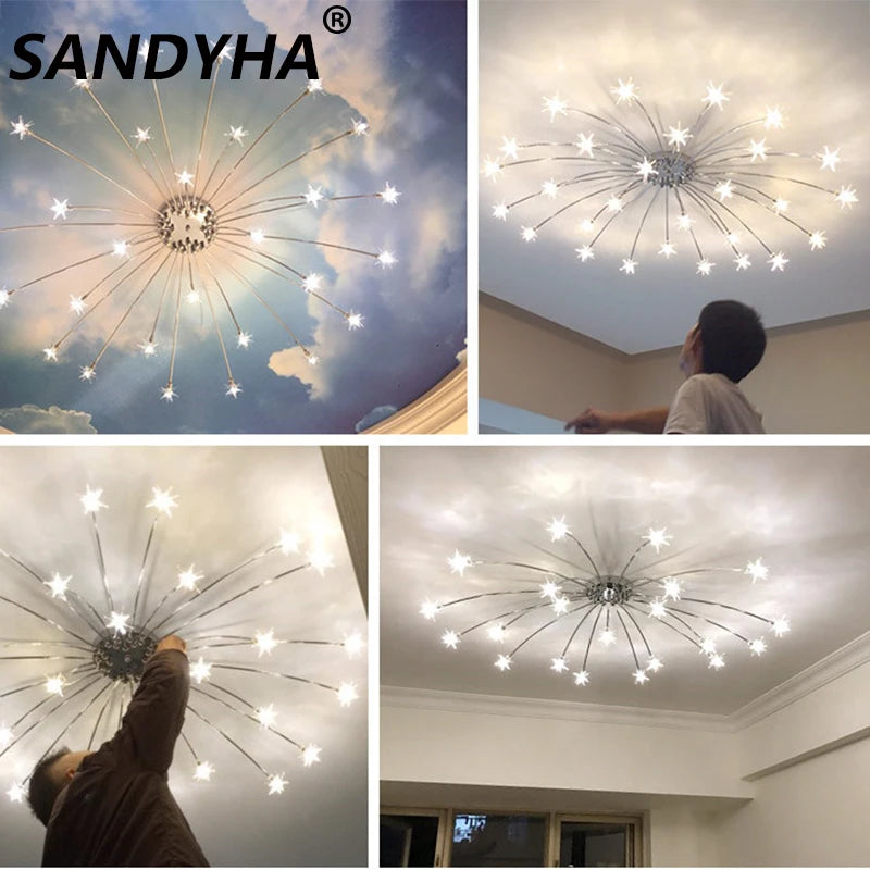 lustre moderne ciel étoile design intérieur lumineux décoratif - vue 6 sur 14
