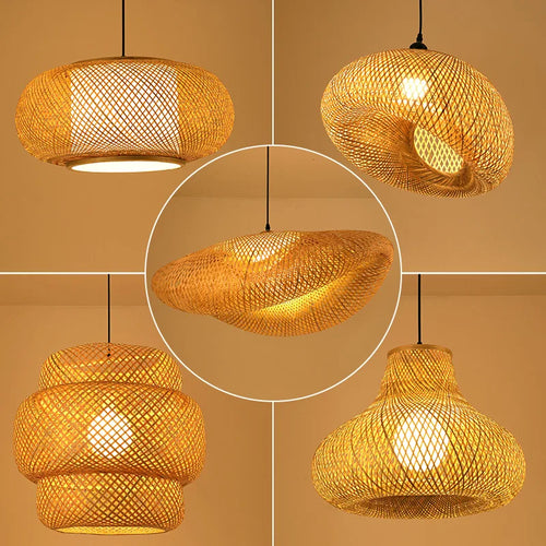 lustre style chinois fait main en bambou tissage pastoral vintage