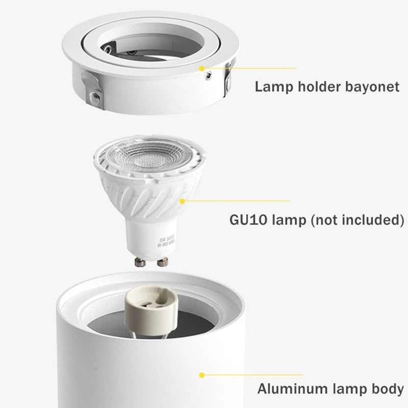 plafonnier led rond avec ampoule remplaçable et angle réglable - vue 3 sur 12