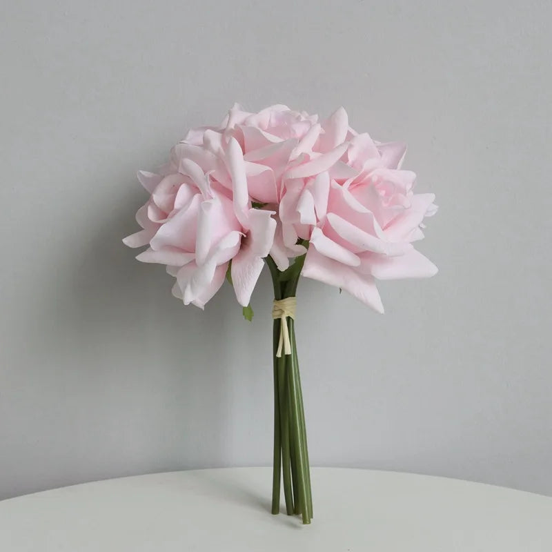 bouquet de roses artificielles à bords bouclés pour mariage et décoration - vue 9 sur 14