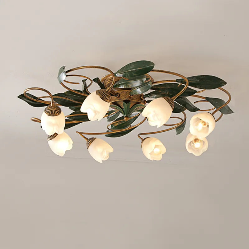Plafonnier à fleur française ancienne rétro