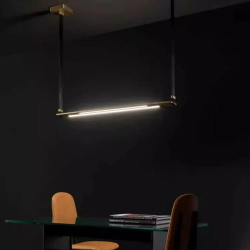 LED-Kronleuchter aus Metall und Leder für Bar und Büro - vue 3 sur 9