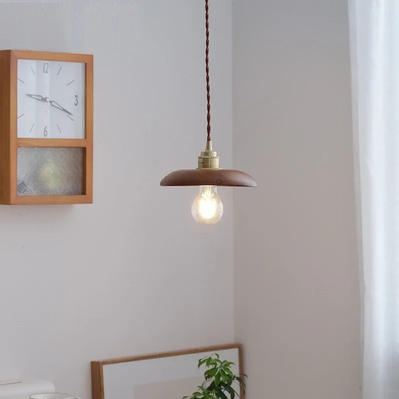 suspension led en bois et laiton style nordique moderne - vue 6 sur 10