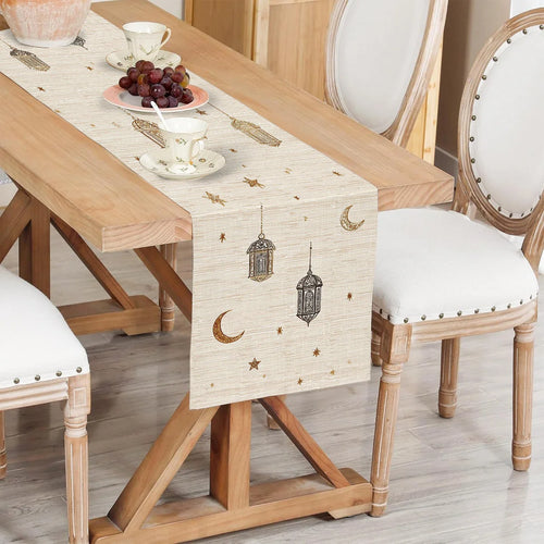 Chemin de table ramadan motifs lanterne lune étoiles - vue 4 sur 9