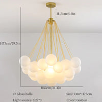 lustre moderne en verre bulles blanches pour décoration maison