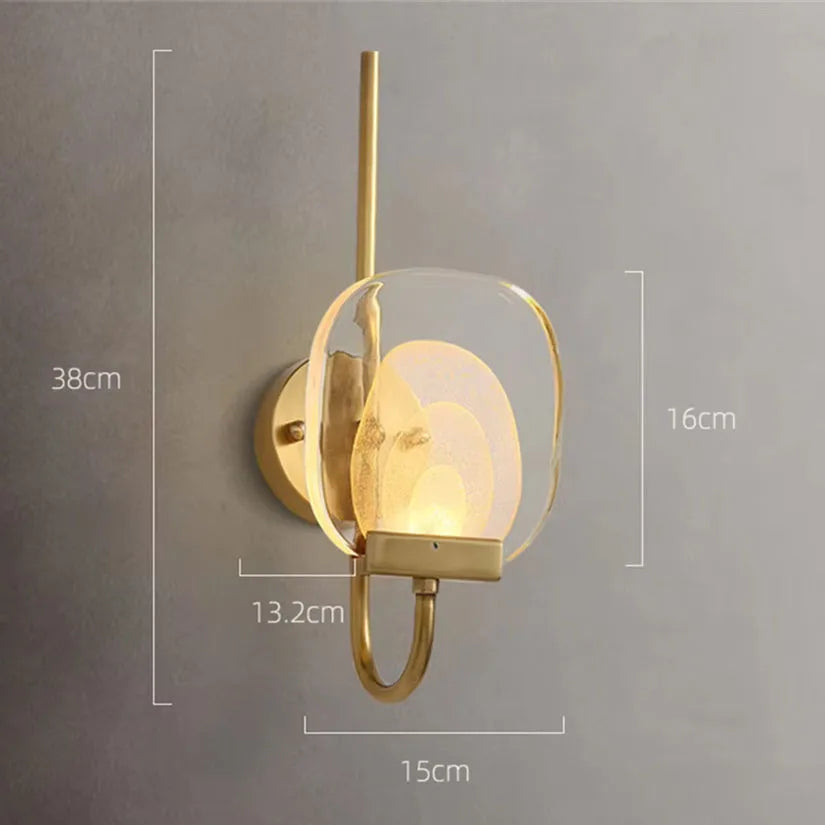 applique murale led luxe en laiton et cristal design moderne - vue 3 sur 7