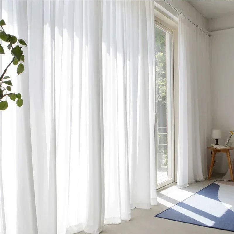 Voilage froissé moderne léger pour salon chambre fenêtre - vue 8 sur 9