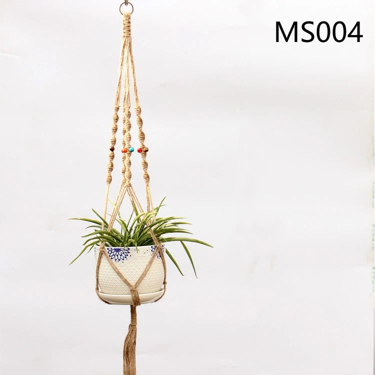 panier suspendu en corde de chanvre pour plantes décoratives - vue 11 sur 16