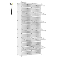 SONGMICS Étagère à Chaussures 12 Compartiments, Étagère de Rangement Modulable, Compartiment de 30 x 40 x 30 cm, Blanc