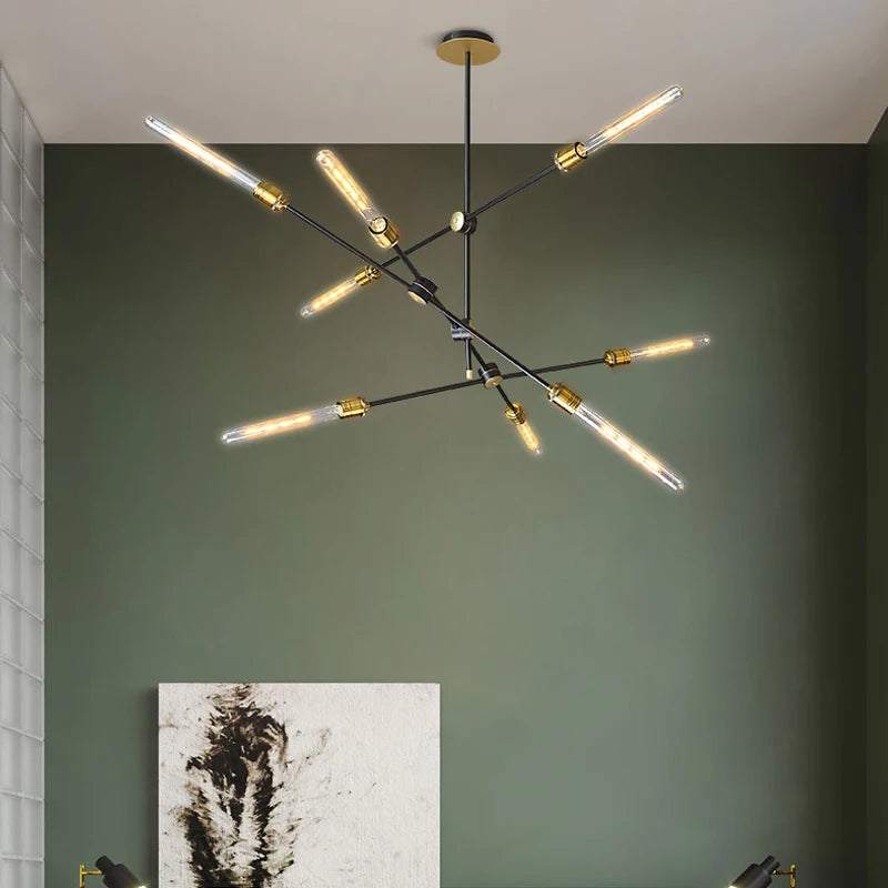 lustre en tube de verre design nordique pour décoration intérieure - vue 5 sur 12