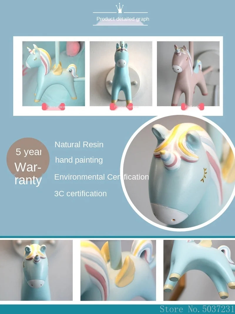 applique murale licorne dessin animé led nordique décorative - vue 5 sur 17