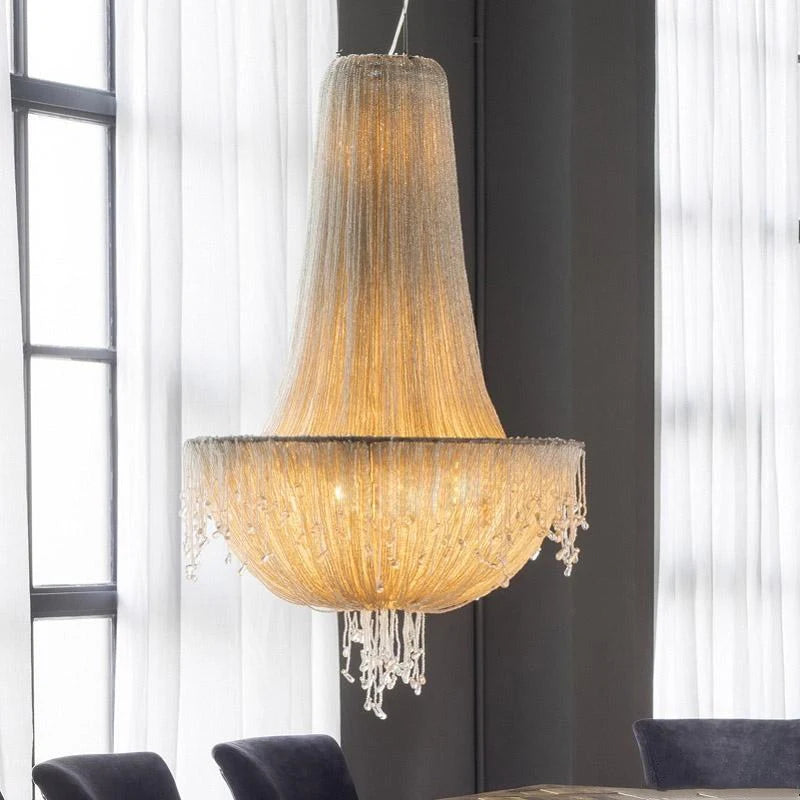 suspension en cristal transparent au design rétro et luxueux - vue 6 sur 10