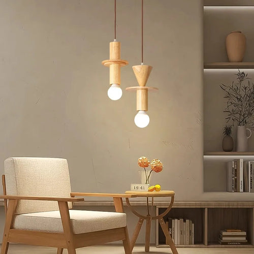 Moderne Pendelleuchte aus Holz im japanischen Stil für ein elegantes Interieur - vue 4 sur 10