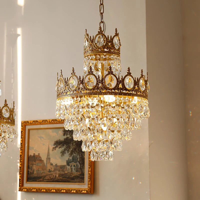 lustre rétro en cristal pour éclairage intérieur décoratif