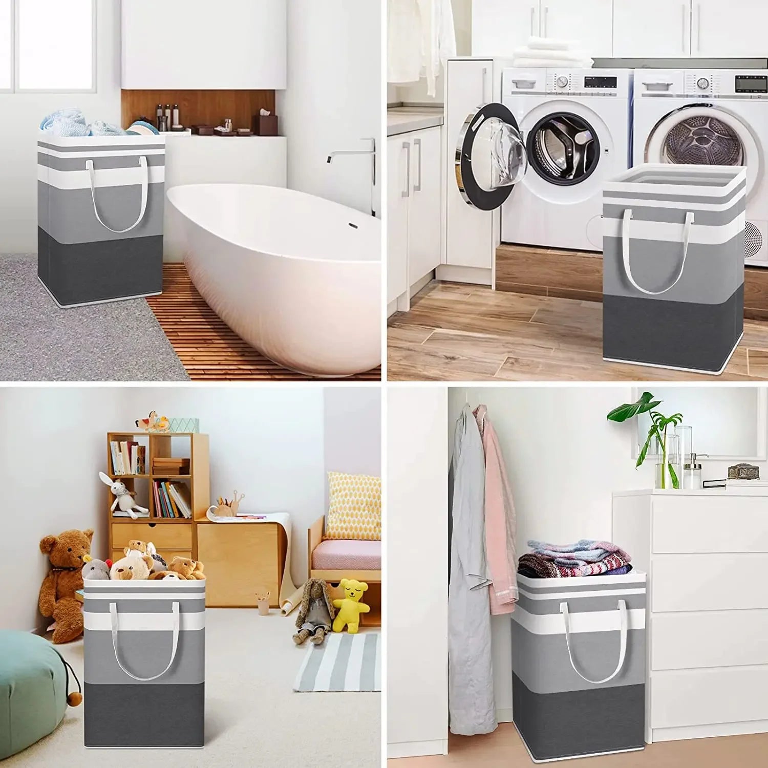 panier à linge pliable en tissu imperméable grande capacité - vue 6 sur 8