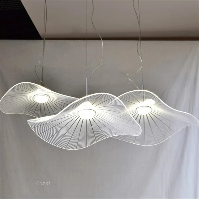 suspension moderne en forme de feuille de lotus en acrylique décoratif - vue 4 sur 12