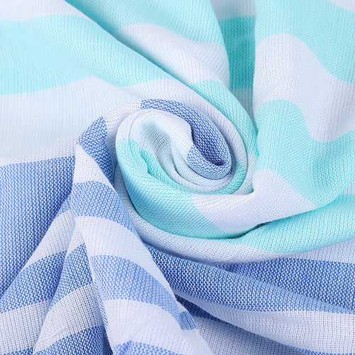 serviette de plage turque coton rayures pompons légère - vue 8 sur 7
