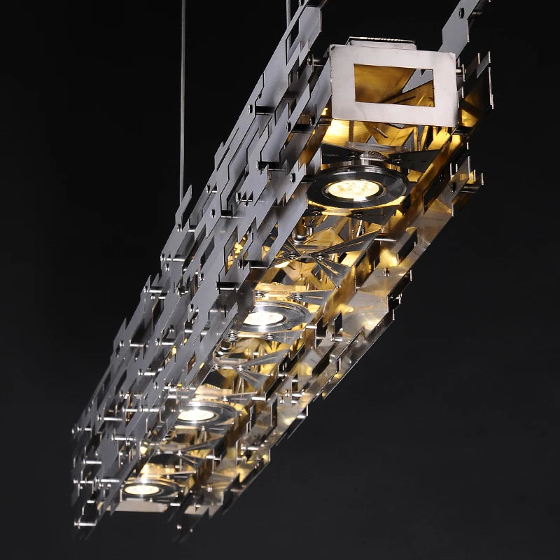lustre led chromé design créatif éclairage suspendu moderne - vue 3 sur 5
