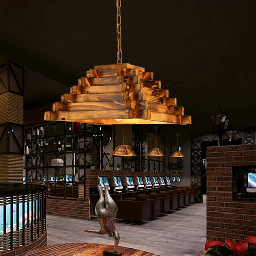 Pendelleuchte aus Holz im nordischen Stil für Restaurants, Cafés und Bars - vue 5 sur 10
