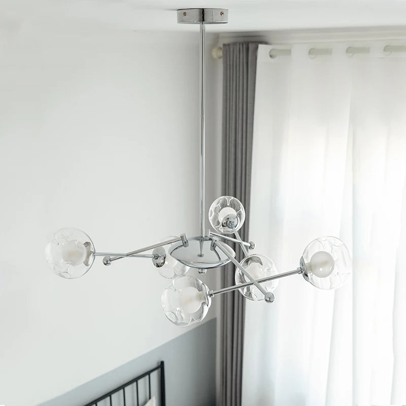 lustre en verre clair style bauhaus pour hôtel - vue 4 sur 9