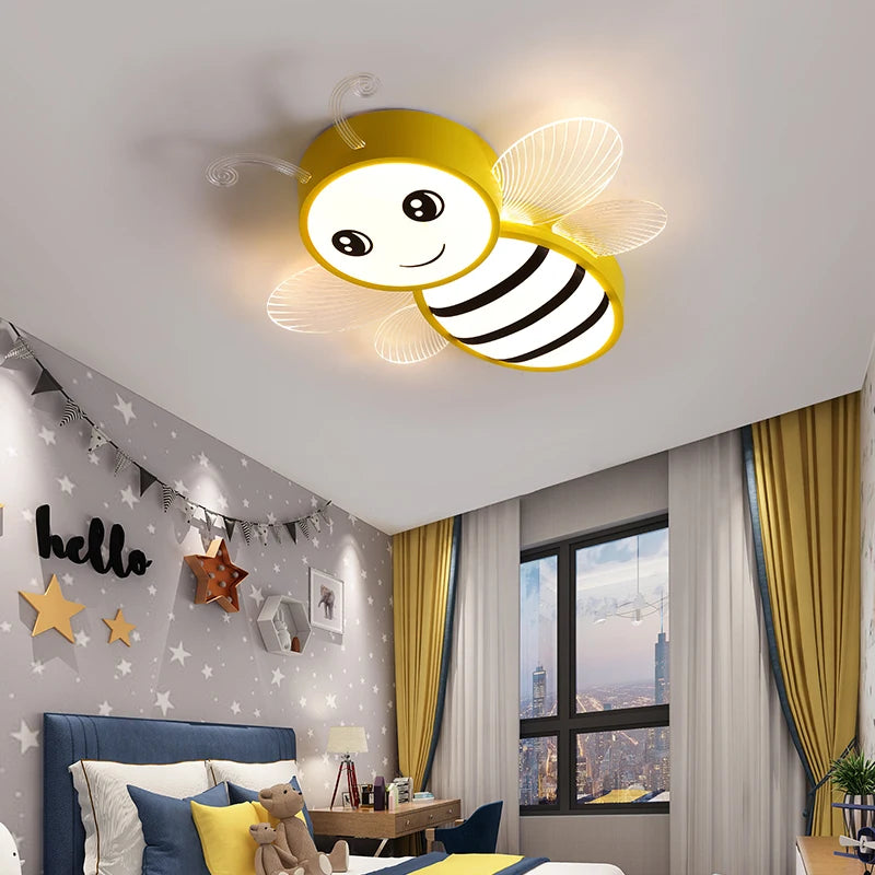 plafonnier abeille rose et or pour l'éclairage des enfants - vue 6 sur 9