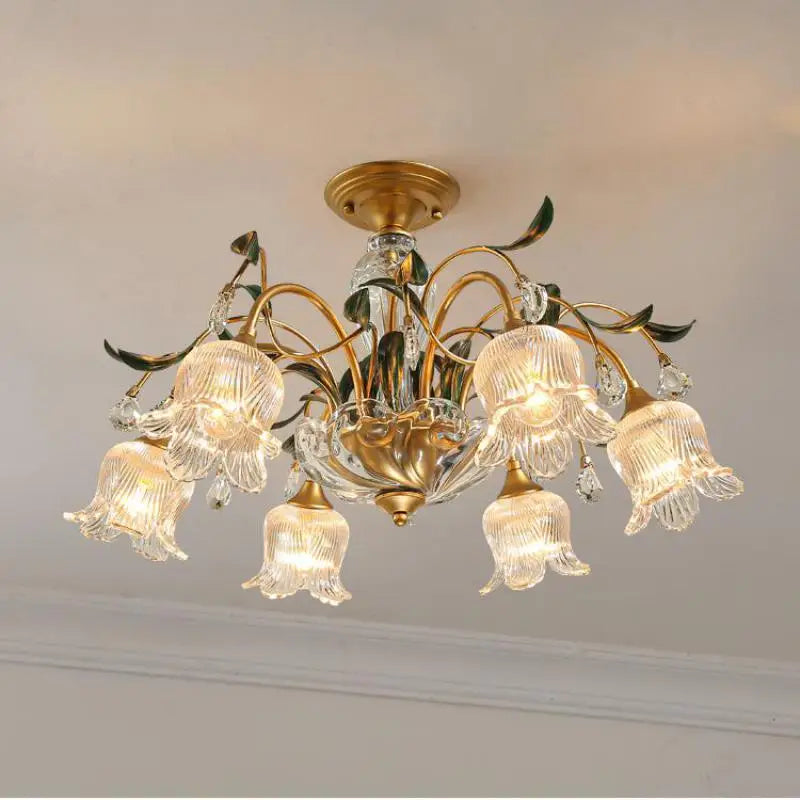 lustre méditerranéen en verre avec motifs floraux tendance - vue 2 sur 8