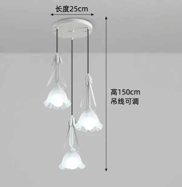 lustre suspendu à led en verre blanc laiteux à 3 têtes - vue 10 sur 12