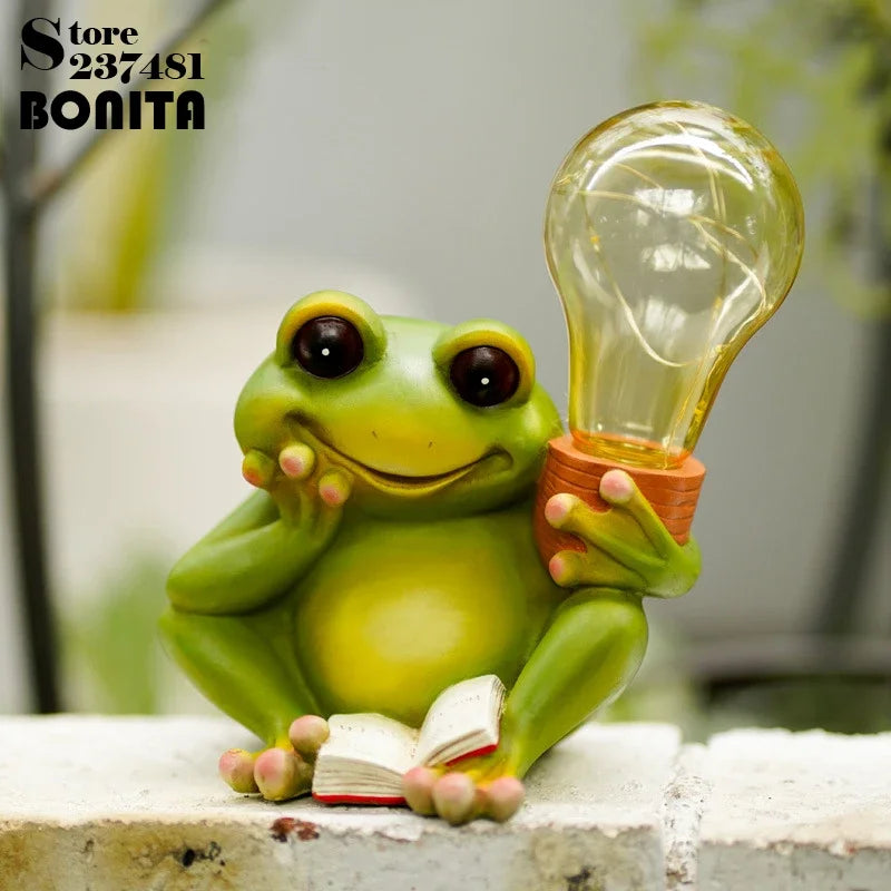 Lampe solaire de grenouille coquine studieuse pour la décoration de paysage de cour ornements en résine Led Bub lumière de jardin étanche solaire