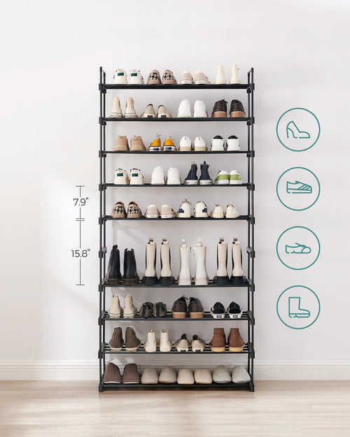 étagère à chaussures haute en métal à 10 niveaux gain de place - vue 4 sur 7