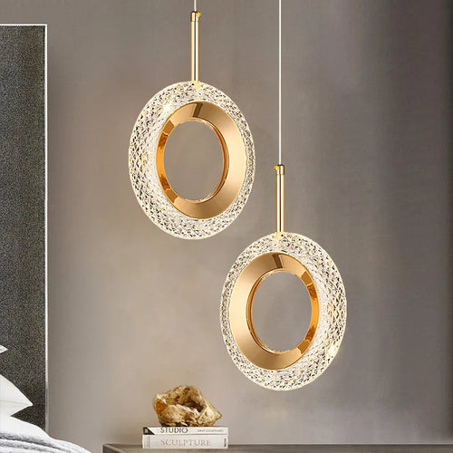 Nordische LED-Pendelleuchte Ring Modern für Schlafzimmer und Wohnzimmer - vue 5 sur 12