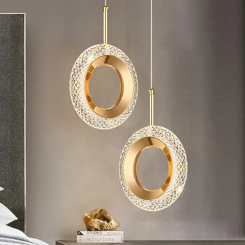 Nordische LED-Pendelleuchte Ring Modern für Schlafzimmer und Wohnzimmer - vue 4 sur 12