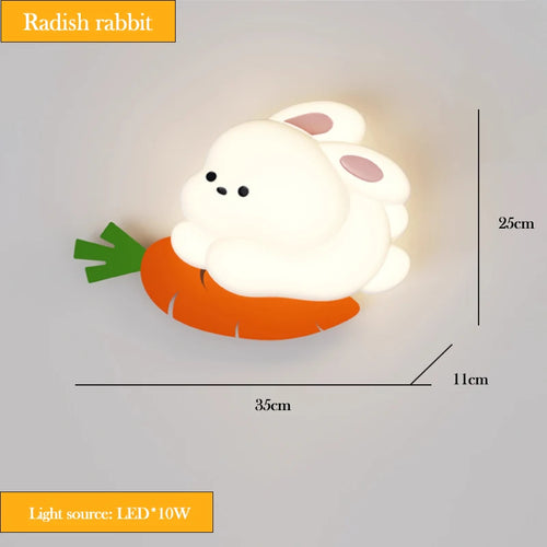 LED-Wandleuchte Hase mit Radieschen für das Kinderzimmer - vue 9 sur 8