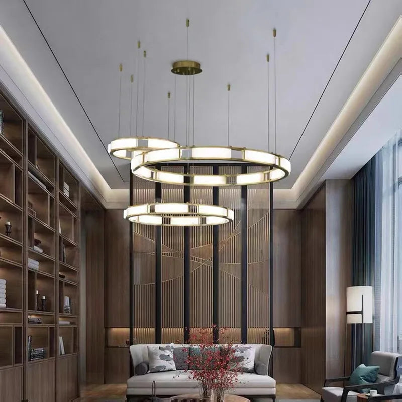 Runder LED-Marmor-Kronleuchter postmodern dimmbar - vue 3 sur 10