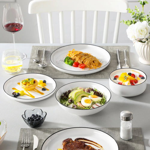 Service table ceramique design bord fin 12 personnes