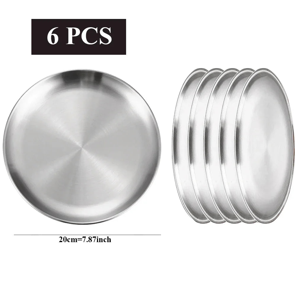 Ensemble 6 assiettes inox pour barbecue cuisine