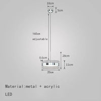 suspension led style 	 avec cordon réglable acrylique rond