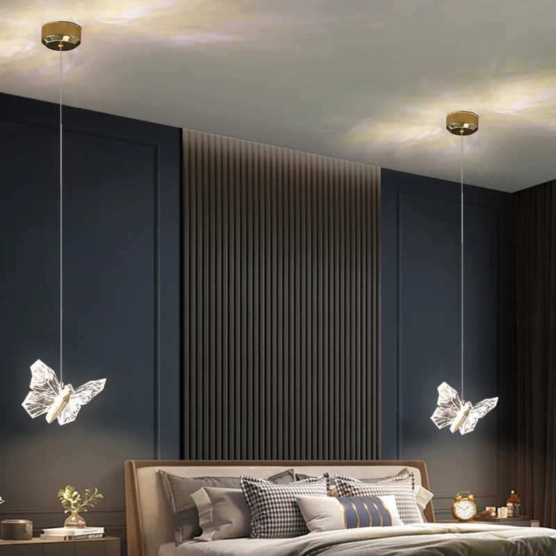 Suspension LED papillon design nordique moderne décoratif d'intérieur - vue 5 sur 11