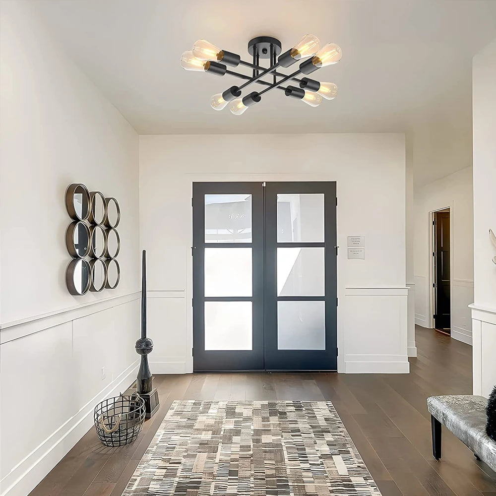 lustre spoutnik postmoderne en fer à tiges multiples pour maison - vue 3 sur 9